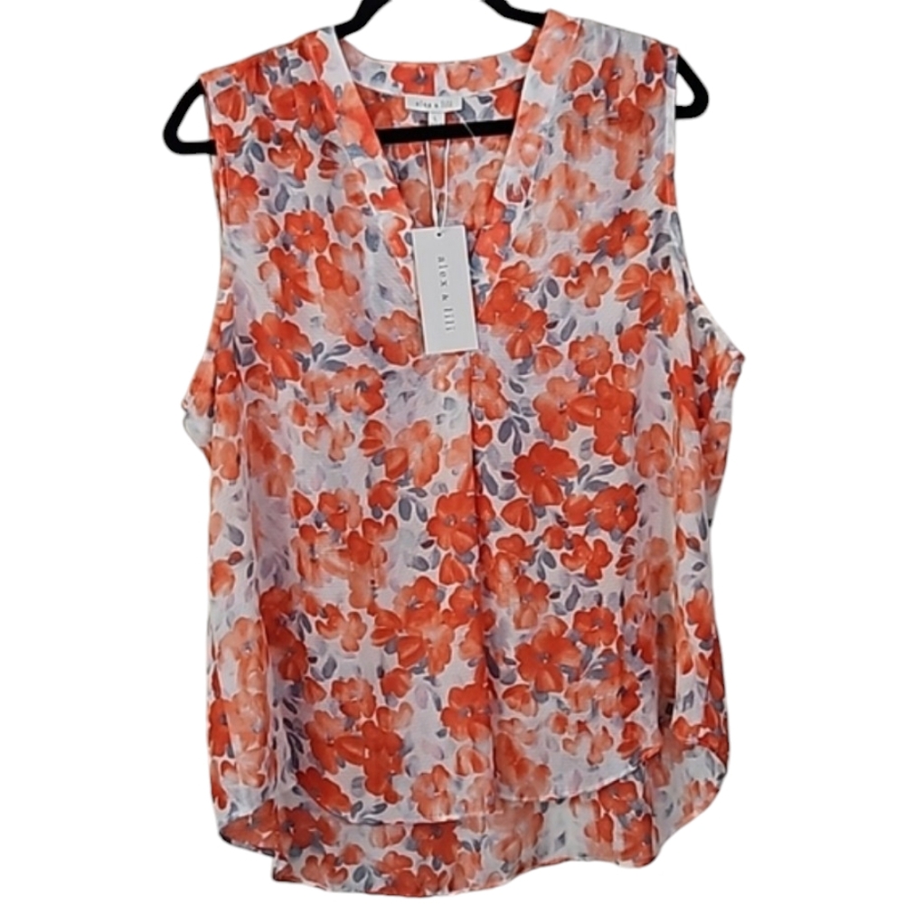Alex & Lili Floral Sleeveless Top Size Large - Picture 10 of 10